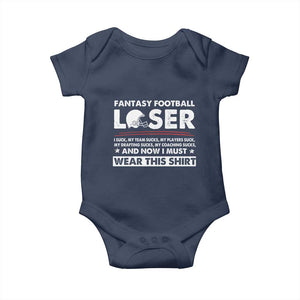 I Suck at Fantasy Football Baby Onesie Funny Loser Commissioner Draft Party Commish FFL TS10 Navy Print Your Wear