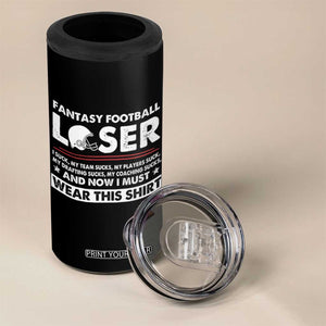 I Suck at Fantasy Football 4 in 1 Can Cooler Tumbler Funny Loser Commissioner Draft Party Commish FFL TS10 Print Your Wear