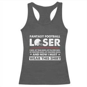 I Suck at Fantasy Football Racerback Tank Top Funny Loser Commissioner Draft Party Commish FFL TS10 Dark Heather Print Your Wear