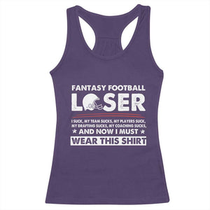 I Suck at Fantasy Football Racerback Tank Top Funny Loser Commissioner Draft Party Commish FFL TS10 Purple Print Your Wear