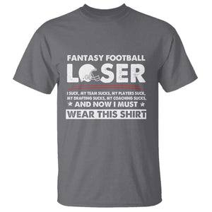 I Suck at Fantasy Football T Shirt Funny Loser Commissioner Draft Party Commish FFL TS10 Charcoal Print Your Wear