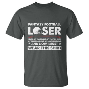 I Suck at Fantasy Football T Shirt Funny Loser Commissioner Draft Party Commish FFL TS10 Dark Heather Print Your Wear