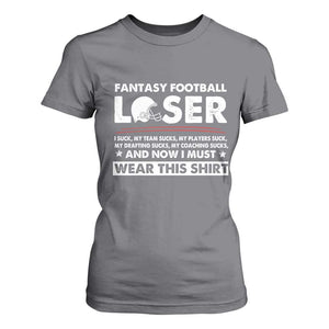 I Suck at Fantasy Football T Shirt For Women Funny Loser Commissioner Draft Party Commish FFL TS10 Charcoal Print Your Wear