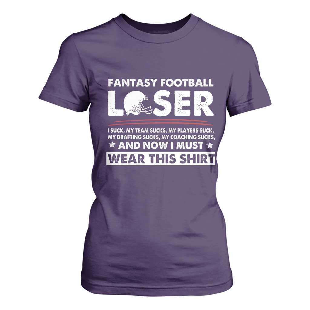 I Suck at Fantasy Football T Shirt For Women Funny Loser Commissioner Draft Party Commish FFL TS10 Purple Print Your Wear