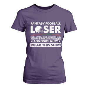 I Suck at Fantasy Football T Shirt For Women Funny Loser Commissioner Draft Party Commish FFL TS10 Purple Print Your Wear