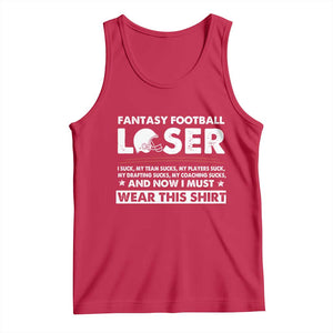 I Suck at Fantasy Football Tank Top Funny Loser Commissioner Draft Party Commish FFL TS10 Red Print Your Wear