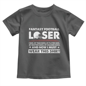 I Suck at Fantasy Football Toddler T Shirt Funny Loser Commissioner Draft Party Commish FFL TS10 Dark Heather Print Your Wear