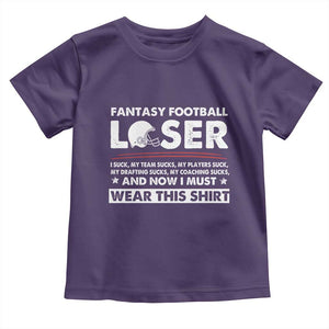 I Suck at Fantasy Football Toddler T Shirt Funny Loser Commissioner Draft Party Commish FFL TS10 Purple Print Your Wear