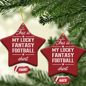 Lucky Fantasy Football Christmas Ceramic Ornament Commissioner Draft Party Commish FFL TS10 Star Red Print Your Wear