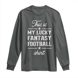 Lucky Fantasy Football Long Sleeve Shirt Commissioner Draft Party Commish FFL TS10 Dark Heather Print Your Wear