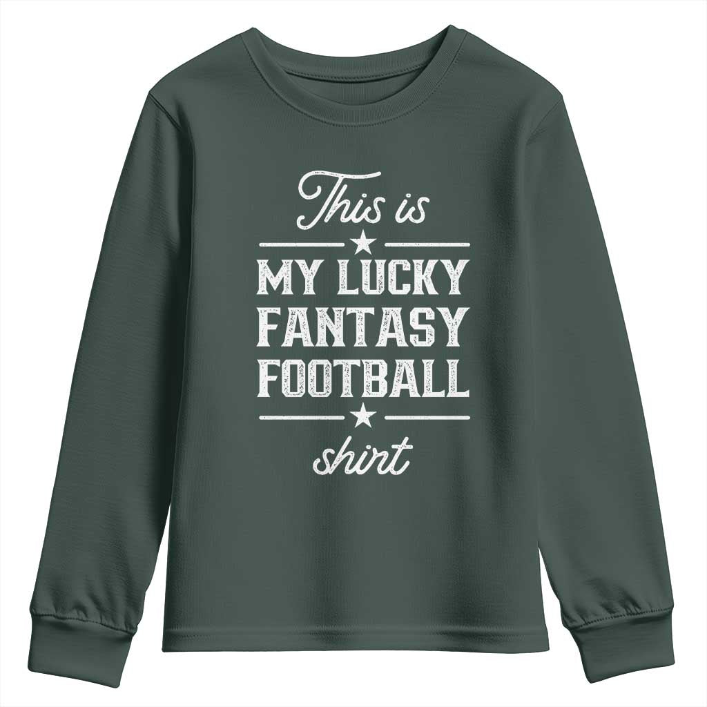 Lucky Fantasy Football Youth Sweatshirt Commissioner Draft Party Commish FFL TS10 Dark Forest Green Print Your Wear