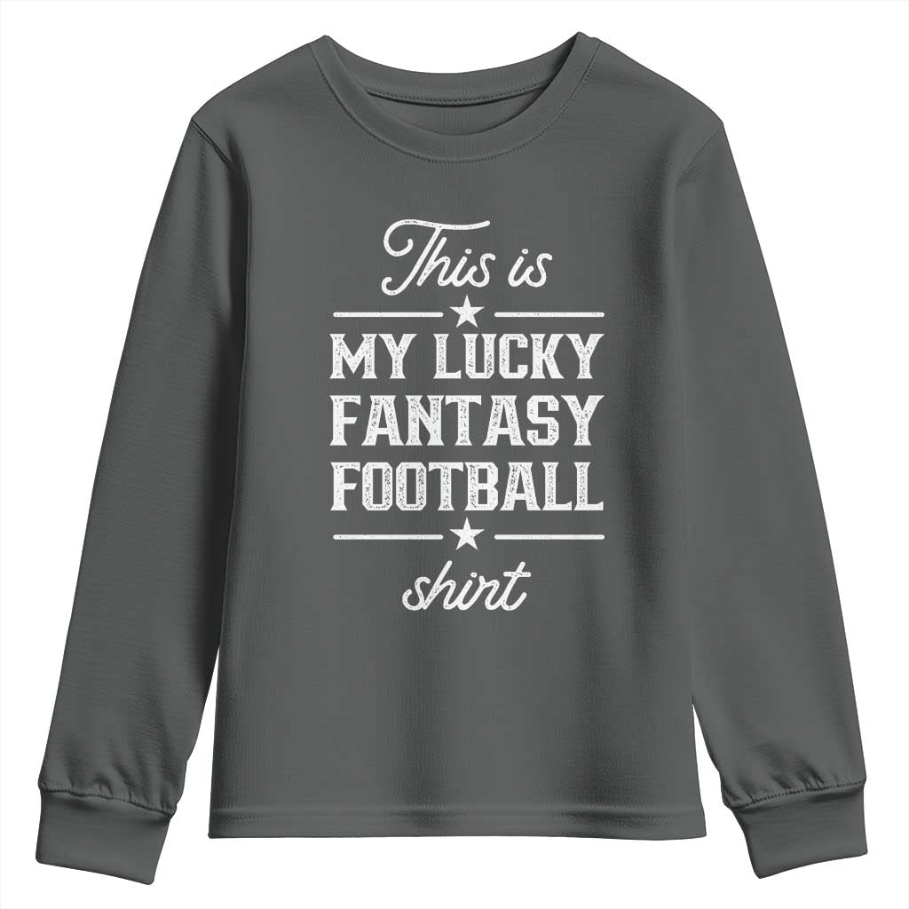 Lucky Fantasy Football Youth Sweatshirt Commissioner Draft Party Commish FFL TS10 Dark Heather Print Your Wear
