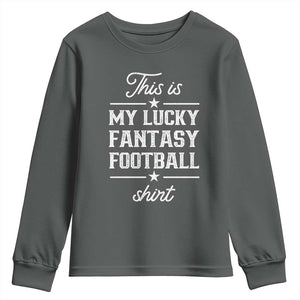 Lucky Fantasy Football Youth Sweatshirt Commissioner Draft Party Commish FFL TS10 Dark Heather Print Your Wear