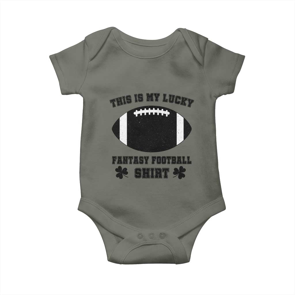 Lucky Fantasy Football Baby Onesie Vintage Commissioner Draft Party Commish FFL TS10 Military Green Print Your Wear