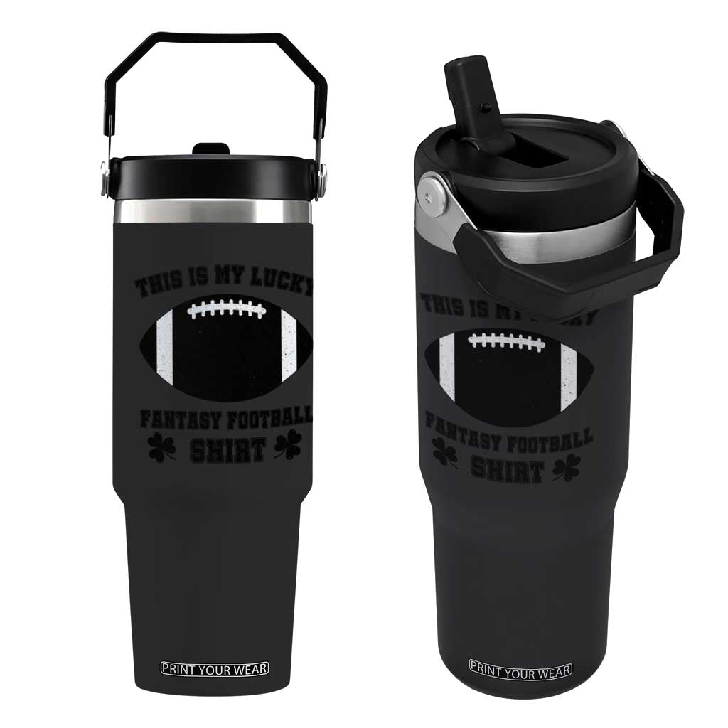 Lucky Fantasy Football Flip Straw Tumbler Vintage Commissioner Draft Party Commish FFL TS10 One Size: 30 oz Black Print Your Wear