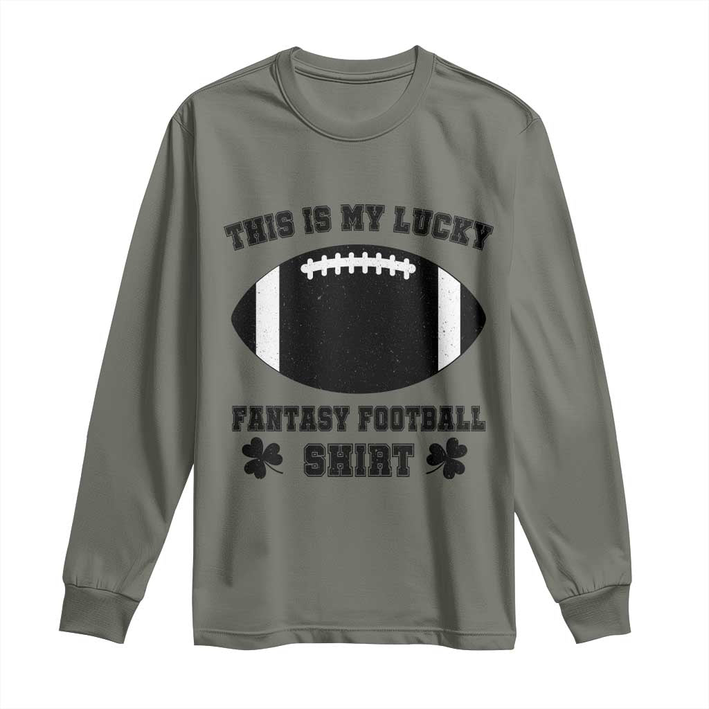 Lucky Fantasy Football Long Sleeve Shirt Vintage Commissioner Draft Party Commish FFL TS10 Military Green Print Your Wear
