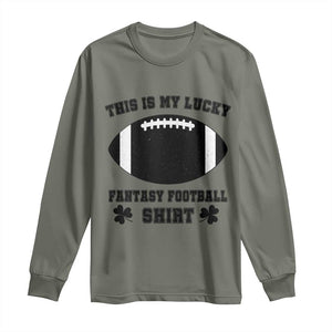 Lucky Fantasy Football Long Sleeve Shirt Vintage Commissioner Draft Party Commish FFL TS10 Military Green Print Your Wear