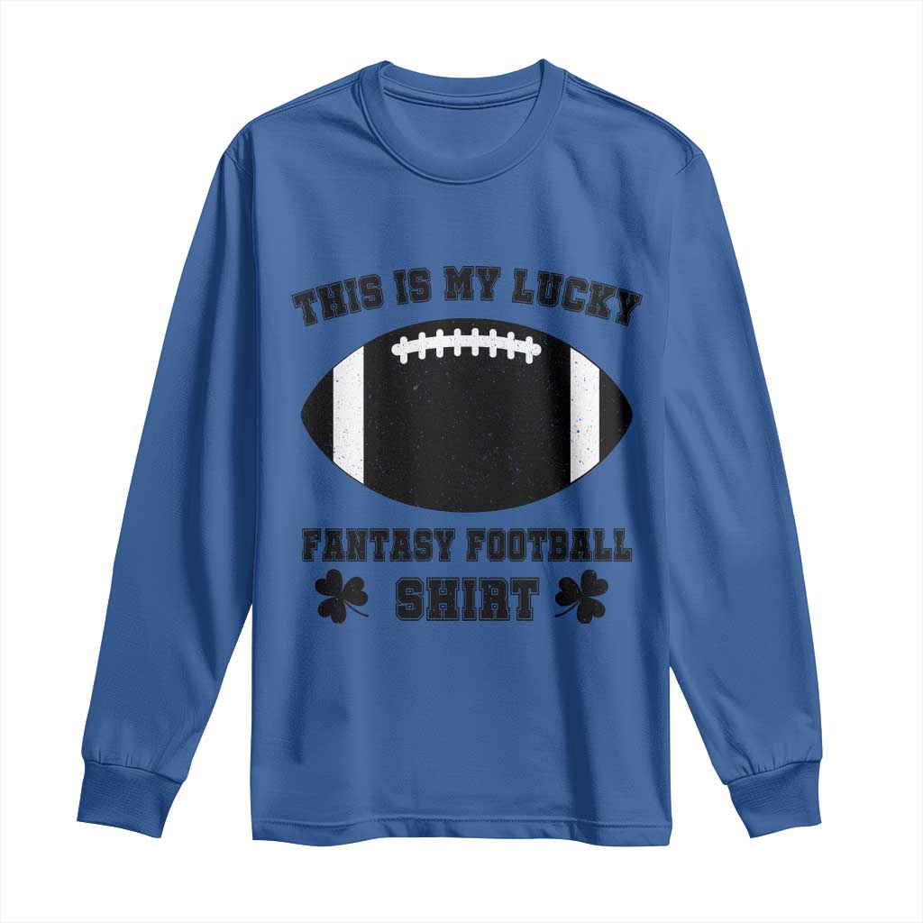 Lucky Fantasy Football Long Sleeve Shirt Vintage Commissioner Draft Party Commish FFL TS10 Royal Blue Print Your Wear