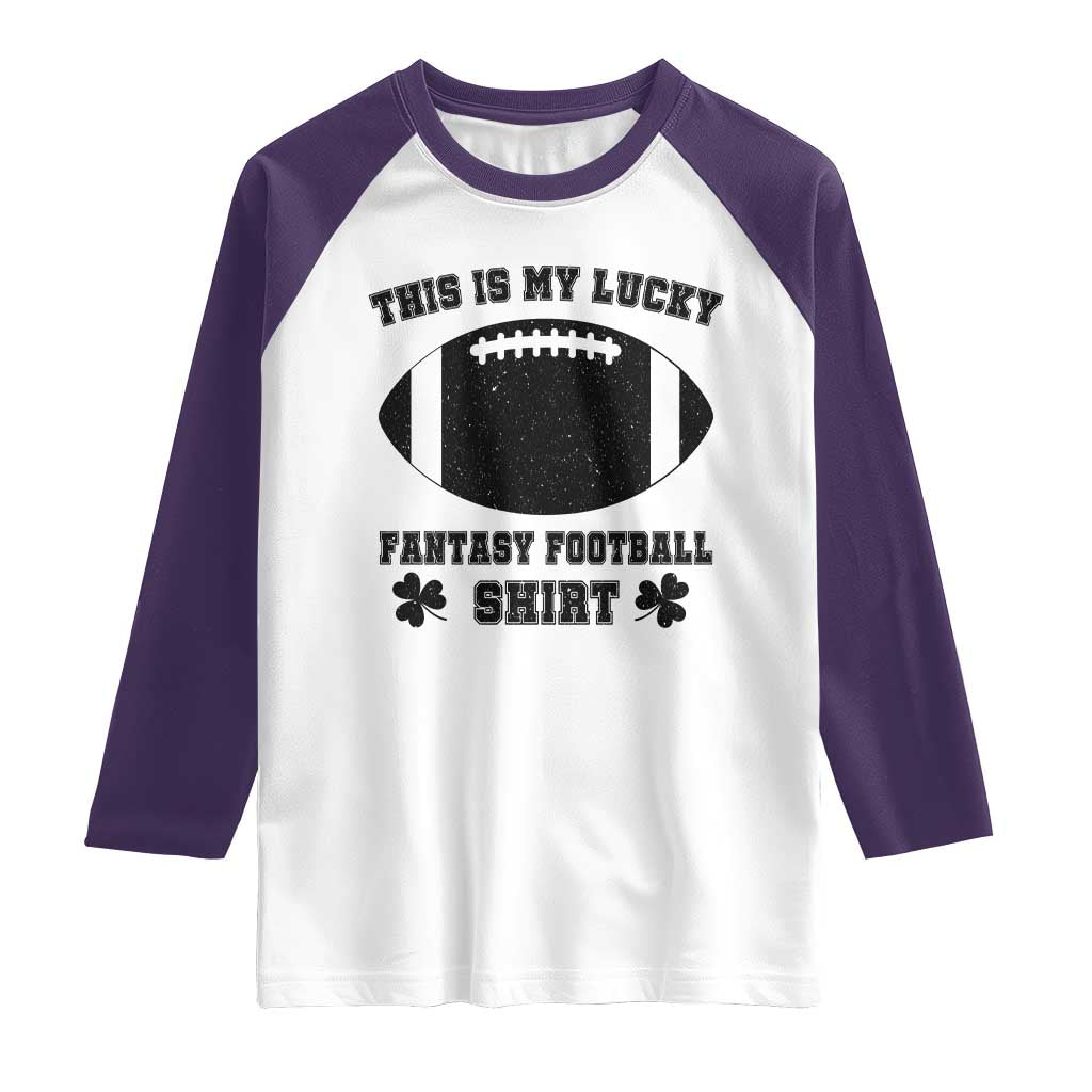 Lucky Fantasy Football Raglan Shirt Vintage Commissioner Draft Party Commish FFL TS10 White Purple Print Your Wear