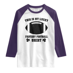 Lucky Fantasy Football Raglan Shirt Vintage Commissioner Draft Party Commish FFL TS10 White Purple Print Your Wear