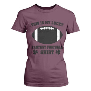Lucky Fantasy Football T Shirt For Women Vintage Commissioner Draft Party Commish FFL TS10 Maroon Print Your Wear