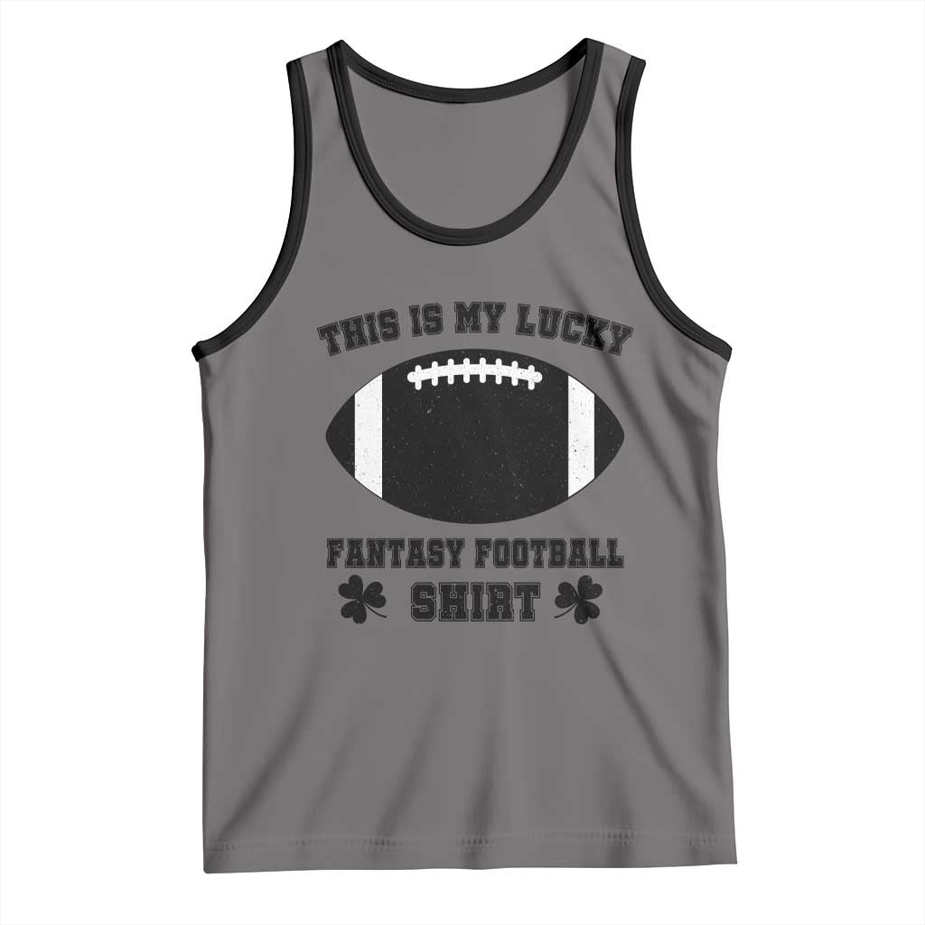 Lucky Fantasy Football Tank Top Vintage Commissioner Draft Party Commish FFL TS10 Deep Heather Black Print Your Wear