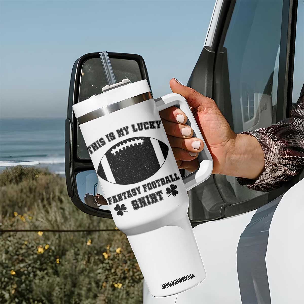 Lucky Fantasy Football Tumbler With Handle Vintage Commissioner Draft Party Commish FFL TS10 Print Your Wear