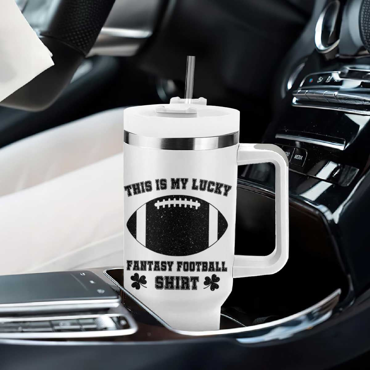 Lucky Fantasy Football Tumbler With Handle Vintage Commissioner Draft Party Commish FFL TS10 Print Your Wear