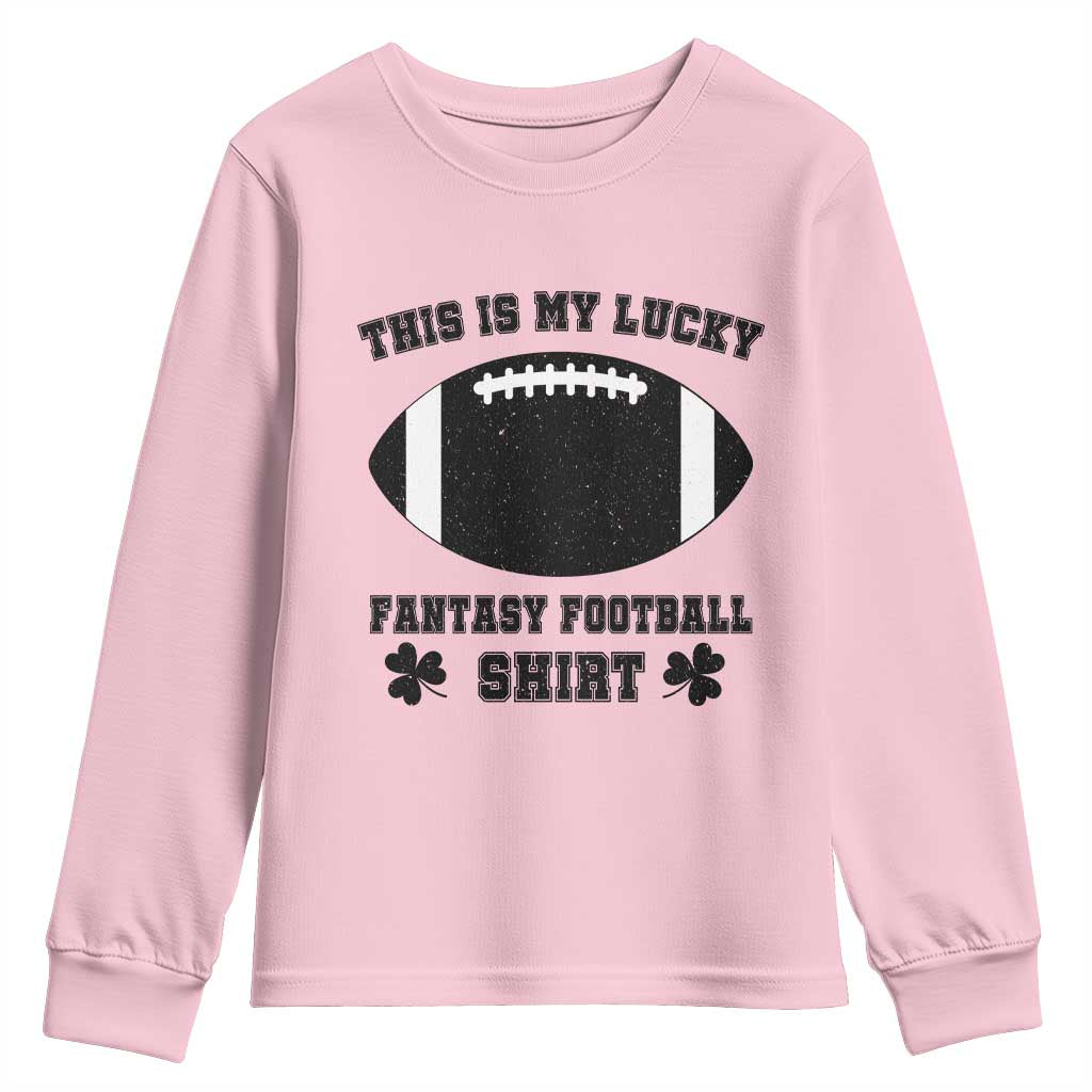 Lucky Fantasy Football Youth Sweatshirt Vintage Commissioner Draft Party Commish FFL TS10 Light Pink Print Your Wear