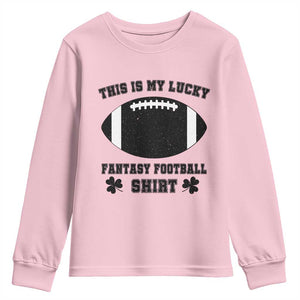 Lucky Fantasy Football Youth Sweatshirt Vintage Commissioner Draft Party Commish FFL TS10 Light Pink Print Your Wear