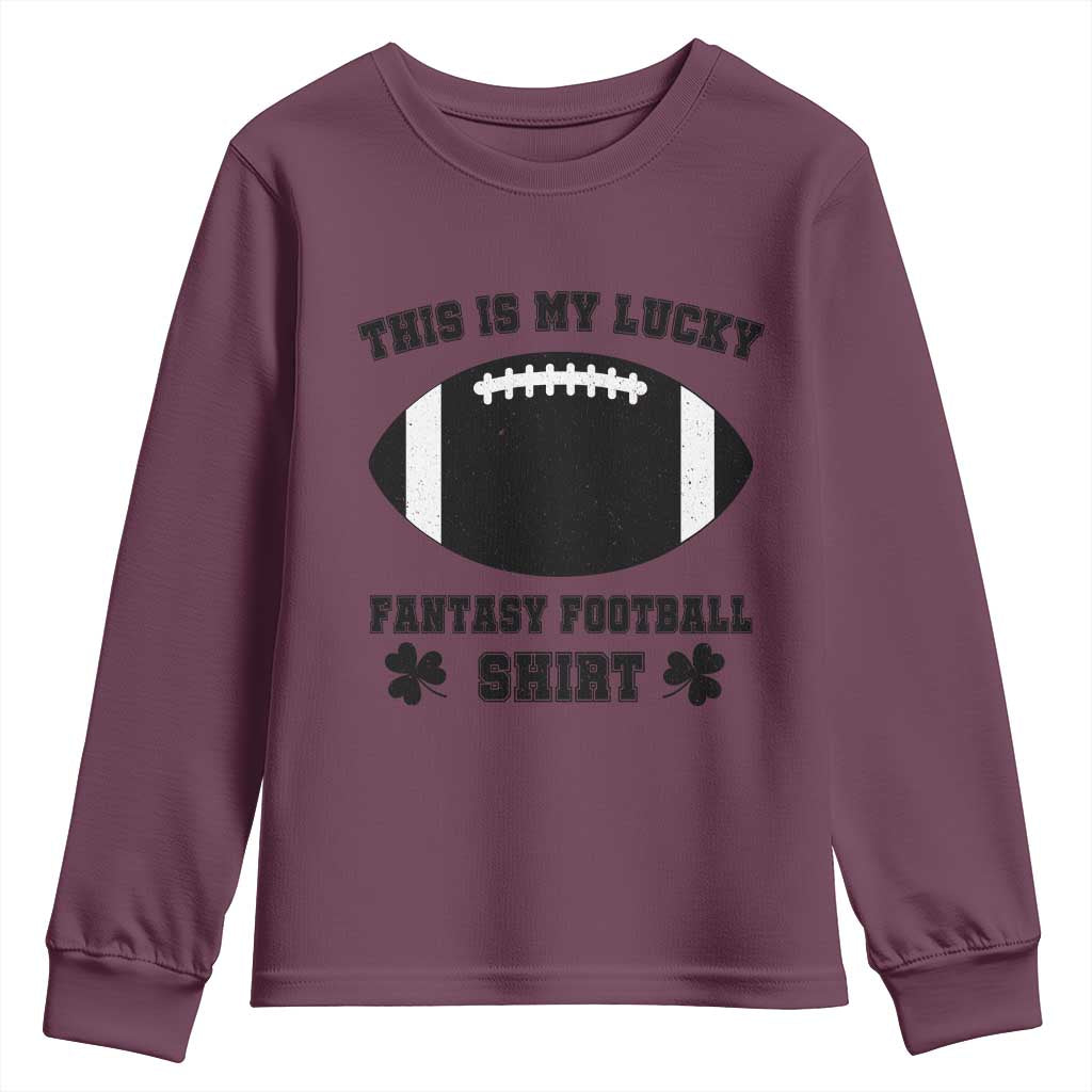 Lucky Fantasy Football Youth Sweatshirt Vintage Commissioner Draft Party Commish FFL TS10 Maroon Print Your Wear
