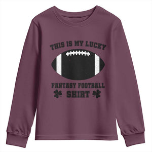 Lucky Fantasy Football Youth Sweatshirt Vintage Commissioner Draft Party Commish FFL TS10 Maroon Print Your Wear