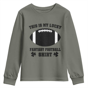 Lucky Fantasy Football Youth Sweatshirt Vintage Commissioner Draft Party Commish FFL TS10 Military Green Print Your Wear