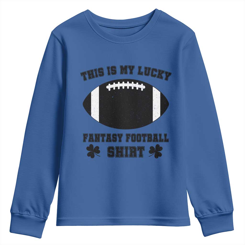 Lucky Fantasy Football Youth Sweatshirt Vintage Commissioner Draft Party Commish FFL TS10 Royal Blue Print Your Wear