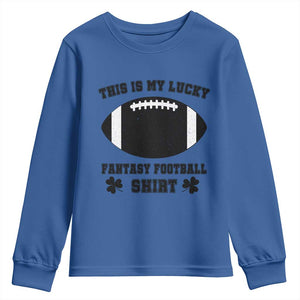 Lucky Fantasy Football Youth Sweatshirt Vintage Commissioner Draft Party Commish FFL TS10 Royal Blue Print Your Wear