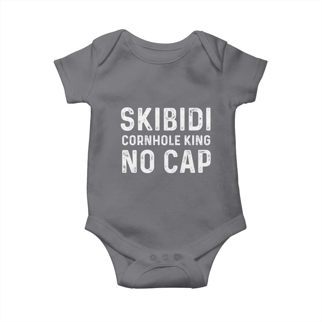 Cornhole King Baby Onesie No Cap Funny Bean Bag Toss Game TS10 Charcoal Print Your Wear