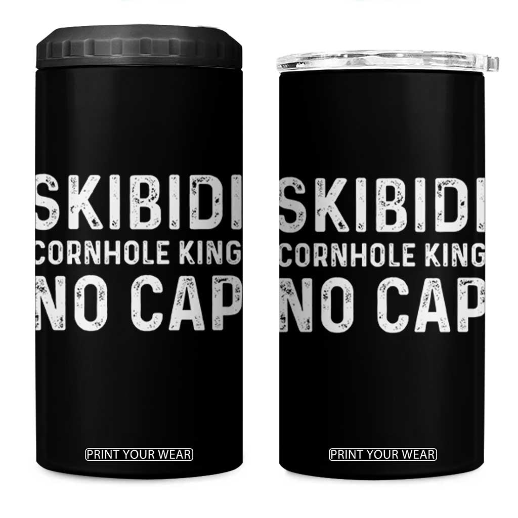 Cornhole King 4 in 1 Can Cooler Tumbler No Cap Funny Bean Bag Toss Game TS10 One Size: 16 oz Black Print Your Wear