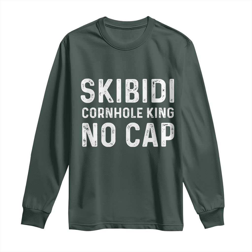 Cornhole King Long Sleeve Shirt No Cap Funny Bean Bag Toss Game TS10 Dark Forest Green Print Your Wear