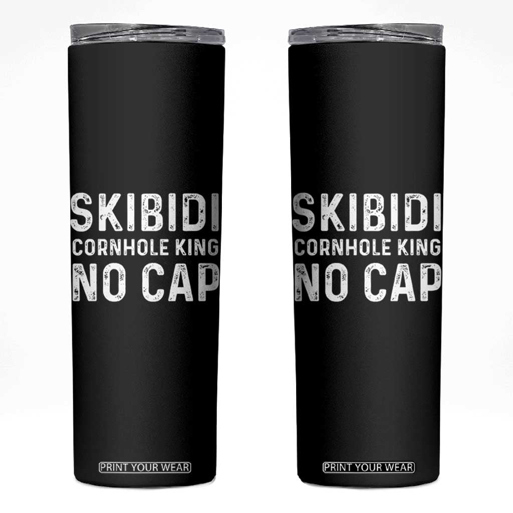 Cornhole King Skinny Tumbler No Cap Funny Bean Bag Toss Game TS10 Black Print Your Wear