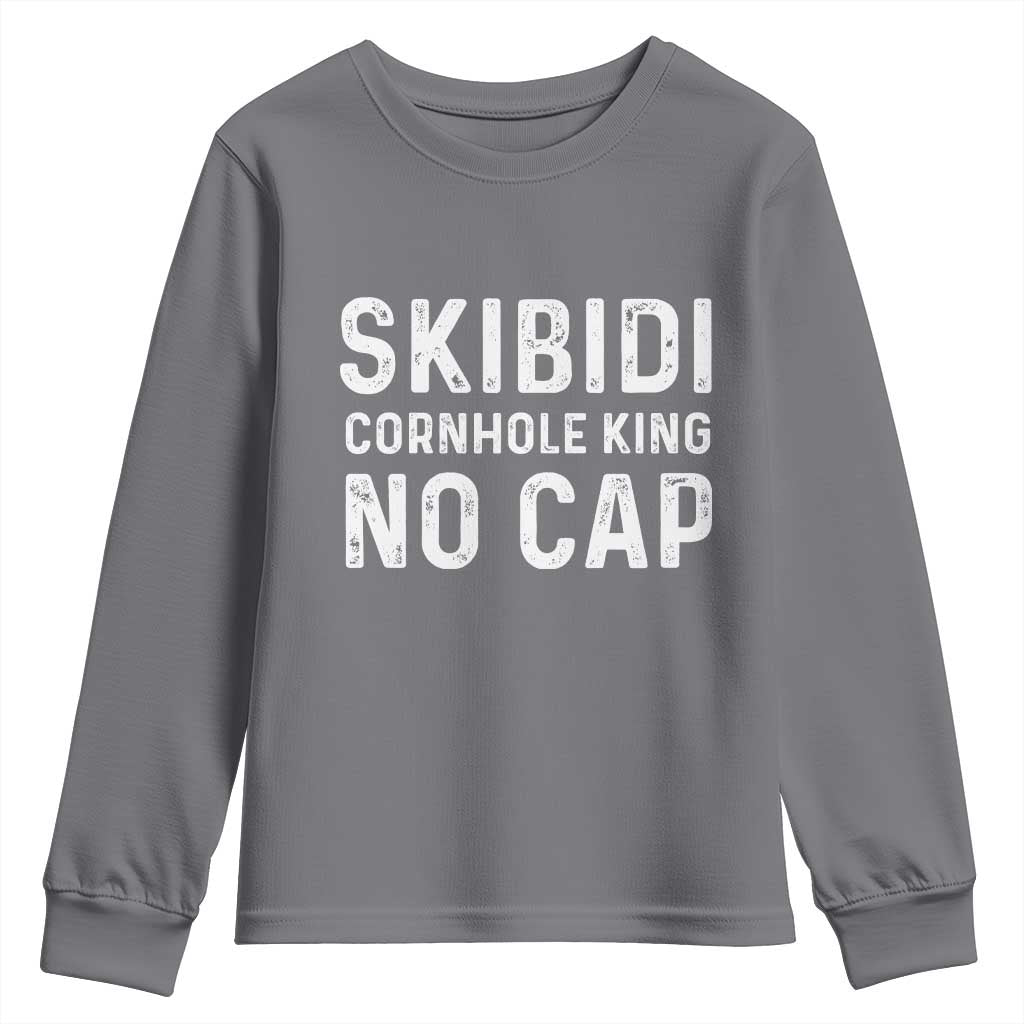 Cornhole King Youth Sweatshirt No Cap Funny Bean Bag Toss Game TS10 Charcoal Print Your Wear