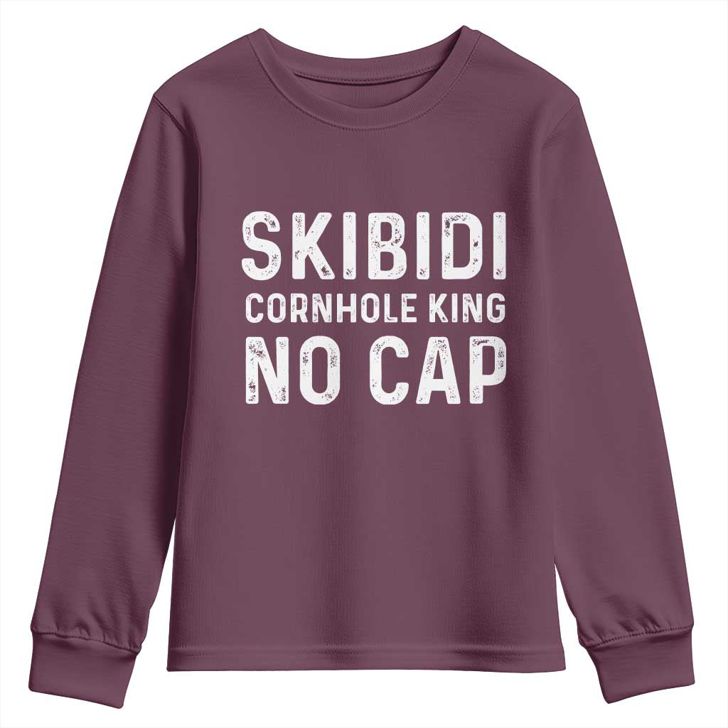 Cornhole King Youth Sweatshirt No Cap Funny Bean Bag Toss Game TS10 Maroon Print Your Wear