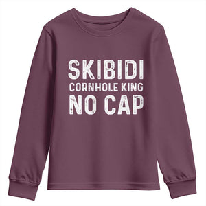 Cornhole King Youth Sweatshirt No Cap Funny Bean Bag Toss Game TS10 Maroon Print Your Wear