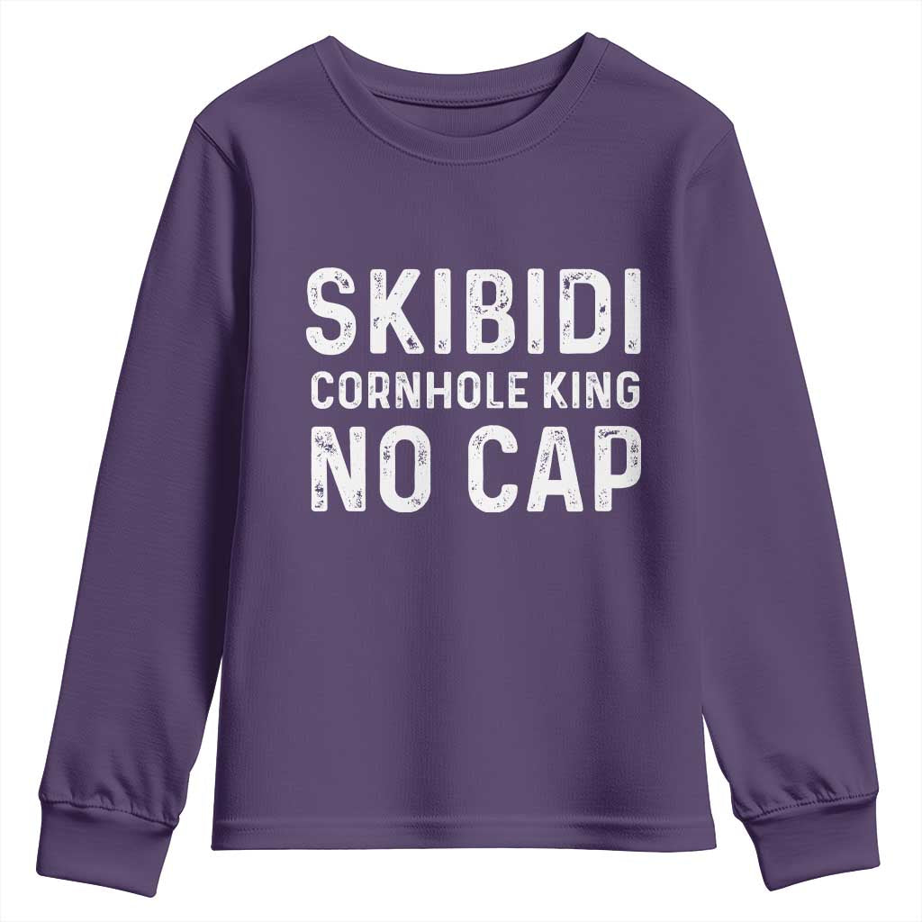 Cornhole King Youth Sweatshirt No Cap Funny Bean Bag Toss Game TS10 Purple Print Your Wear