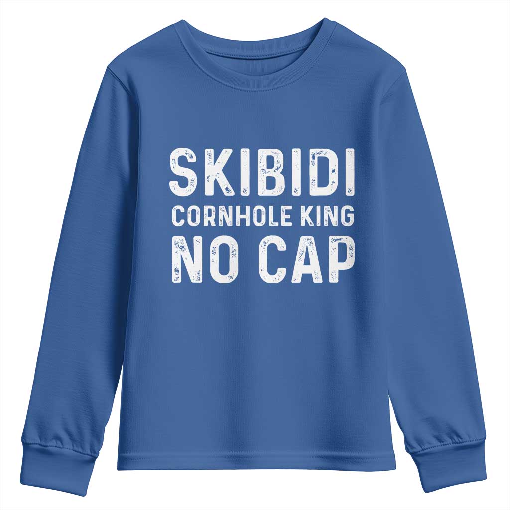 Cornhole King Youth Sweatshirt No Cap Funny Bean Bag Toss Game TS10 Royal Blue Print Your Wear