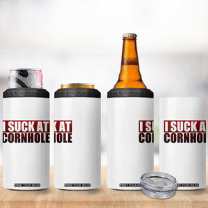 I Suck At Cornhole 4 in 1 Can Cooler Tumbler Funny Bean Bag Toss Game TS10 Print Your Wear