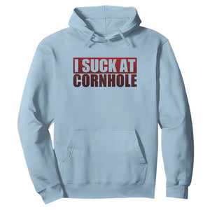 I Suck At Cornhole Hoodie Funny Bean Bag Toss Game TS10 Light Blue Print Your Wear