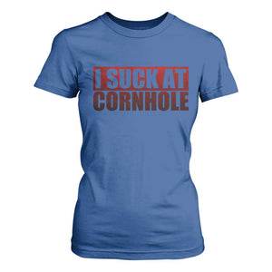 I Suck At Cornhole T Shirt For Women Funny Bean Bag Toss Game TS10 Royal Blue Print Your Wear