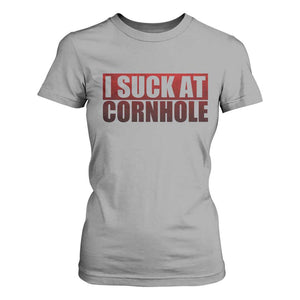 I Suck At Cornhole T Shirt For Women Funny Bean Bag Toss Game TS10 Sport Gray Print Your Wear