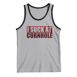 I Suck At Cornhole Tank Top Funny Bean Bag Toss Game TS10 Athletic Heather Black Print Your Wear