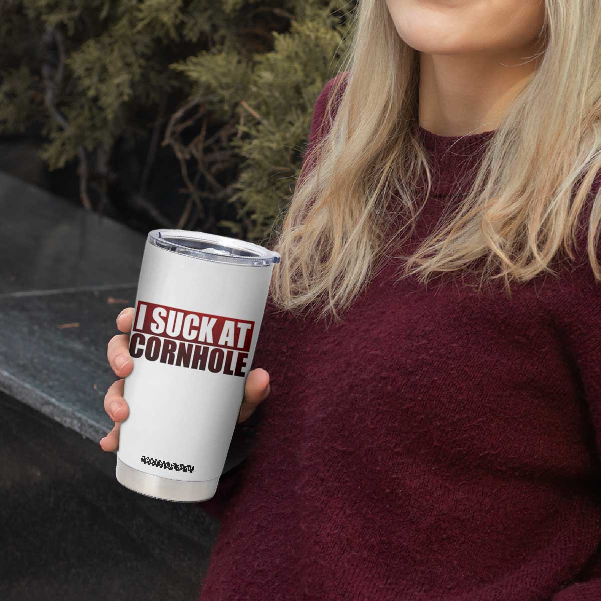 I Suck At Cornhole Tumbler Cup Funny Bean Bag Toss Game TS10 Print Your Wear